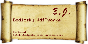 Bodiczky Jávorka névjegykártya